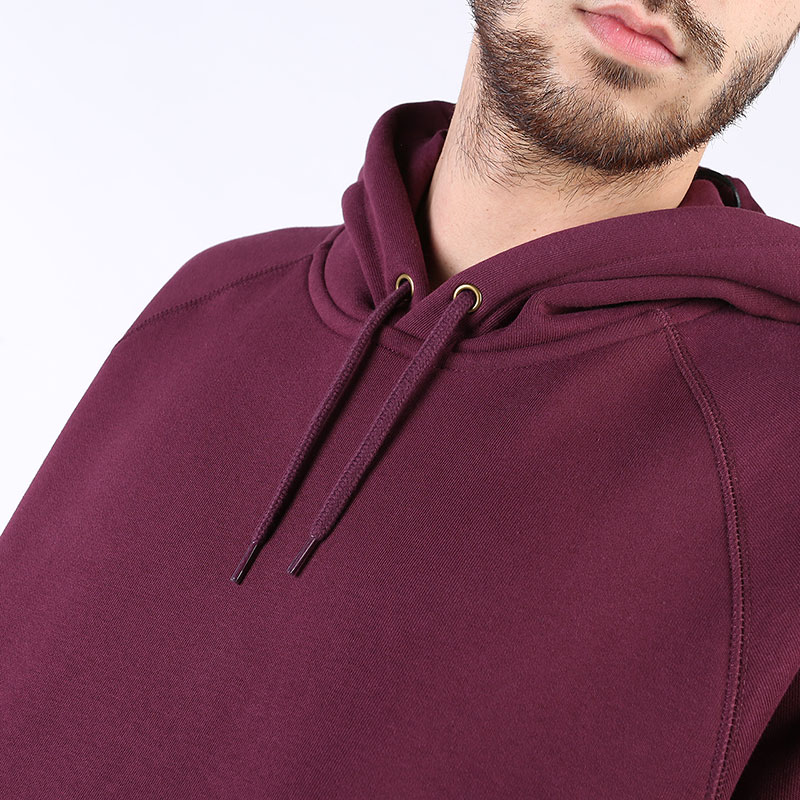 мужская бордовая толстовка Carhartt WIP Hooded Chase Sweat I026384-shiraz/gold - цена, описание, фото 3